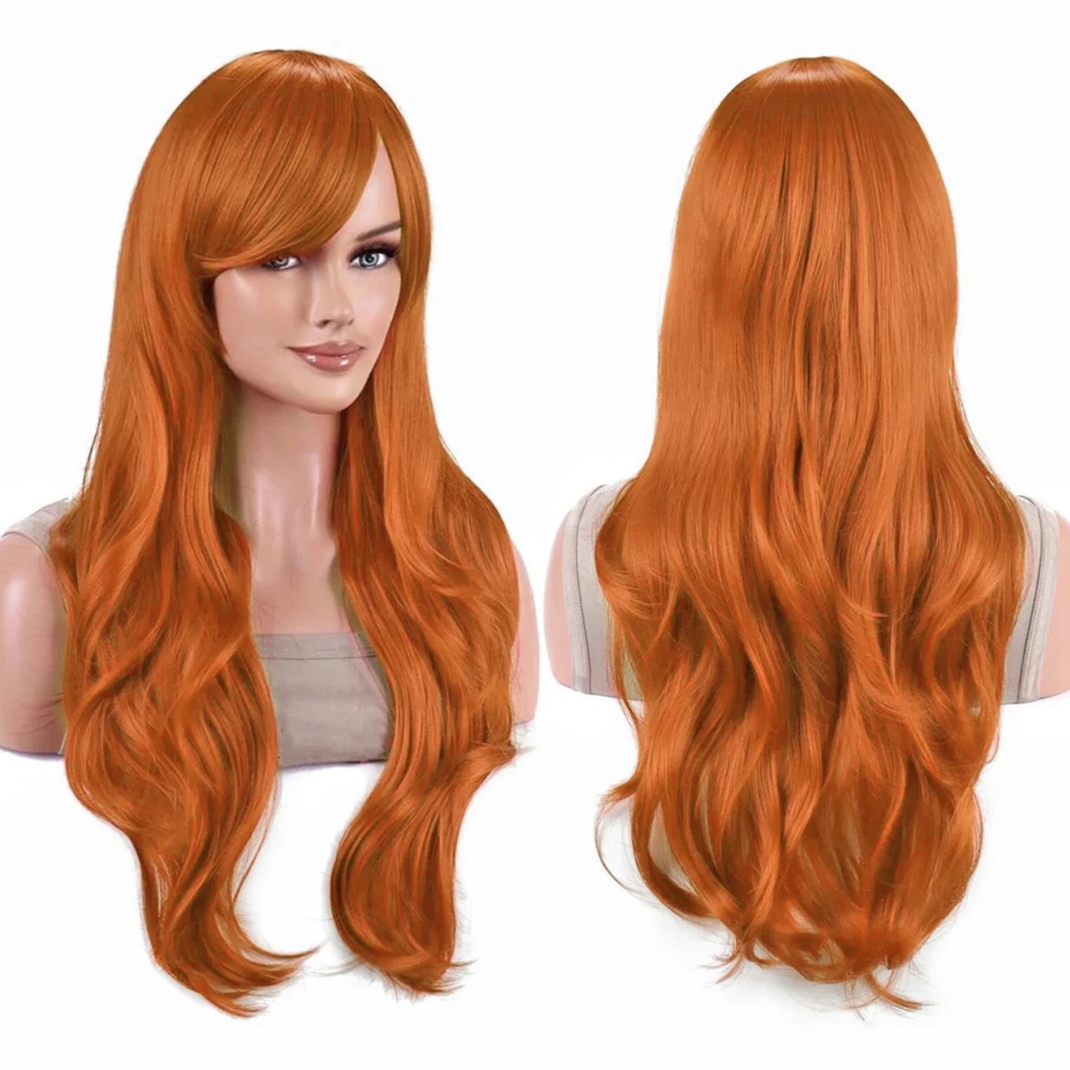Long Wavy Orange Cosplay Wig for Anime Costumes and Halloween - 39