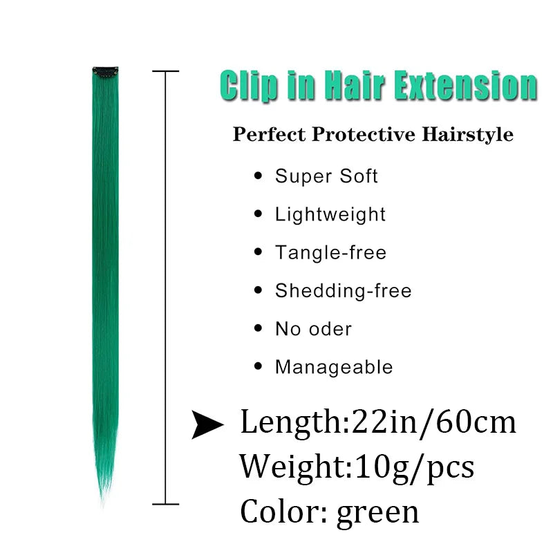 22 Inch Green Clip-In Hair Extensions for Parties - 2