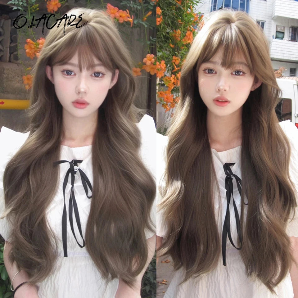 Wavy Brown Cosplay Wig with Curly Pigtails for Costume Parties - 54