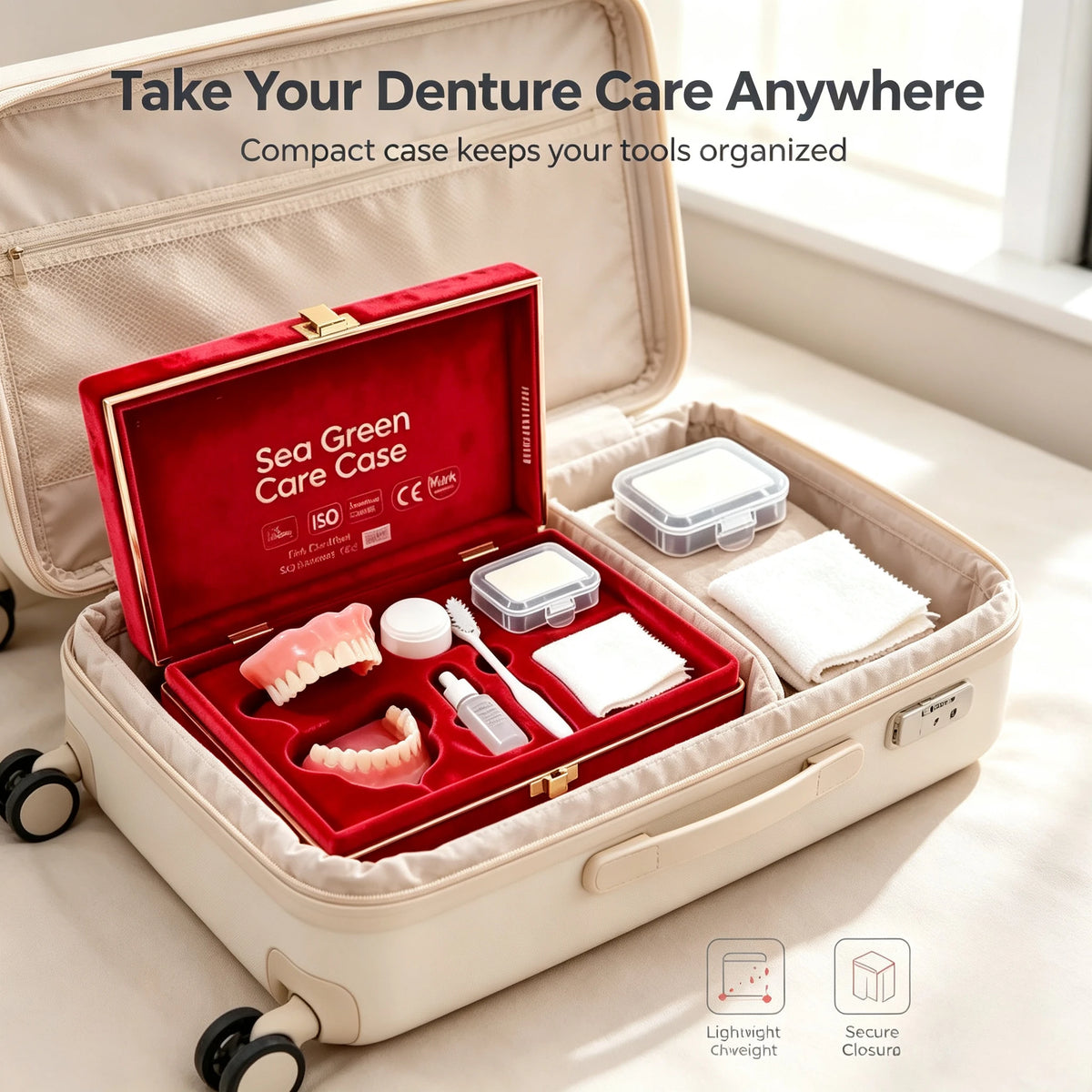 Full Mouth Denture Care Set with Storage Case and Cleaning Tools
