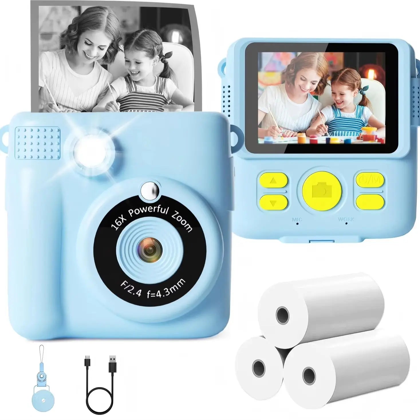 Instant Print Camera for Kids with Video Recording and Digital Zoom - 7