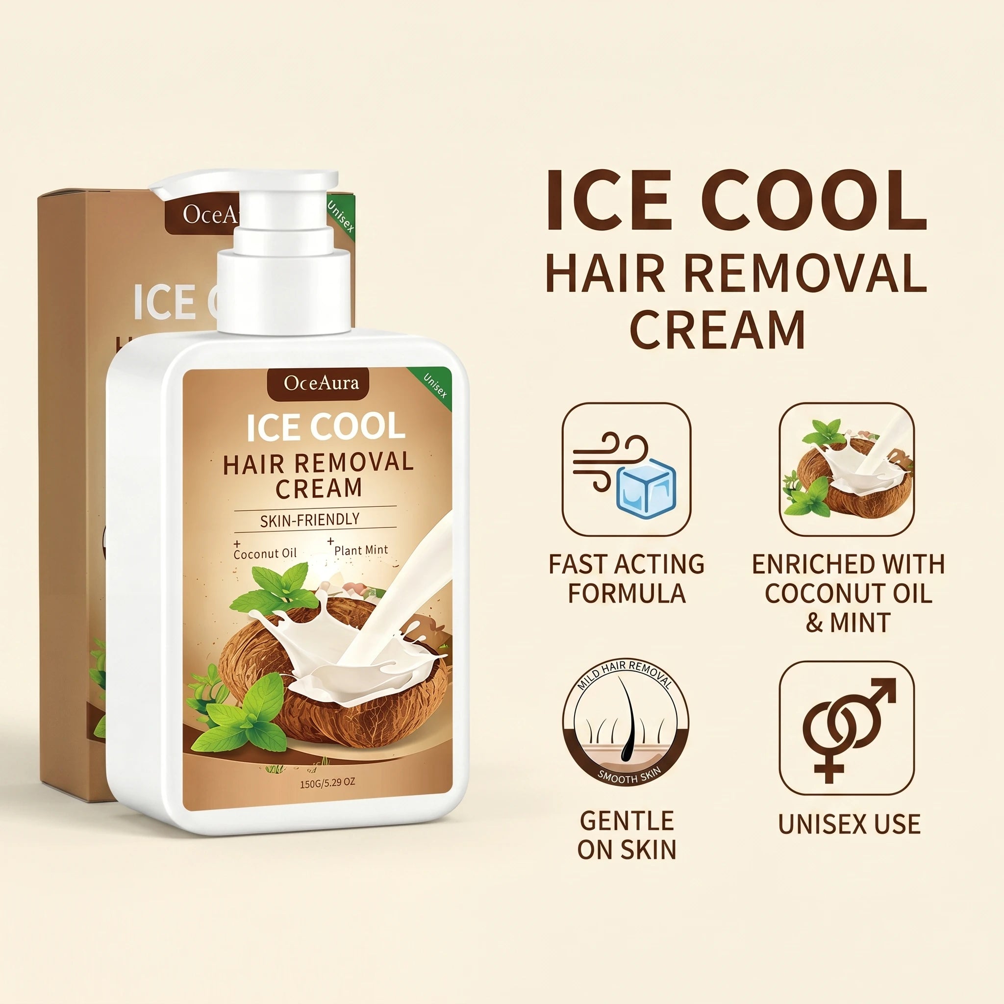 Painless Cooling Hair Removal Cream for Face and Body - 6