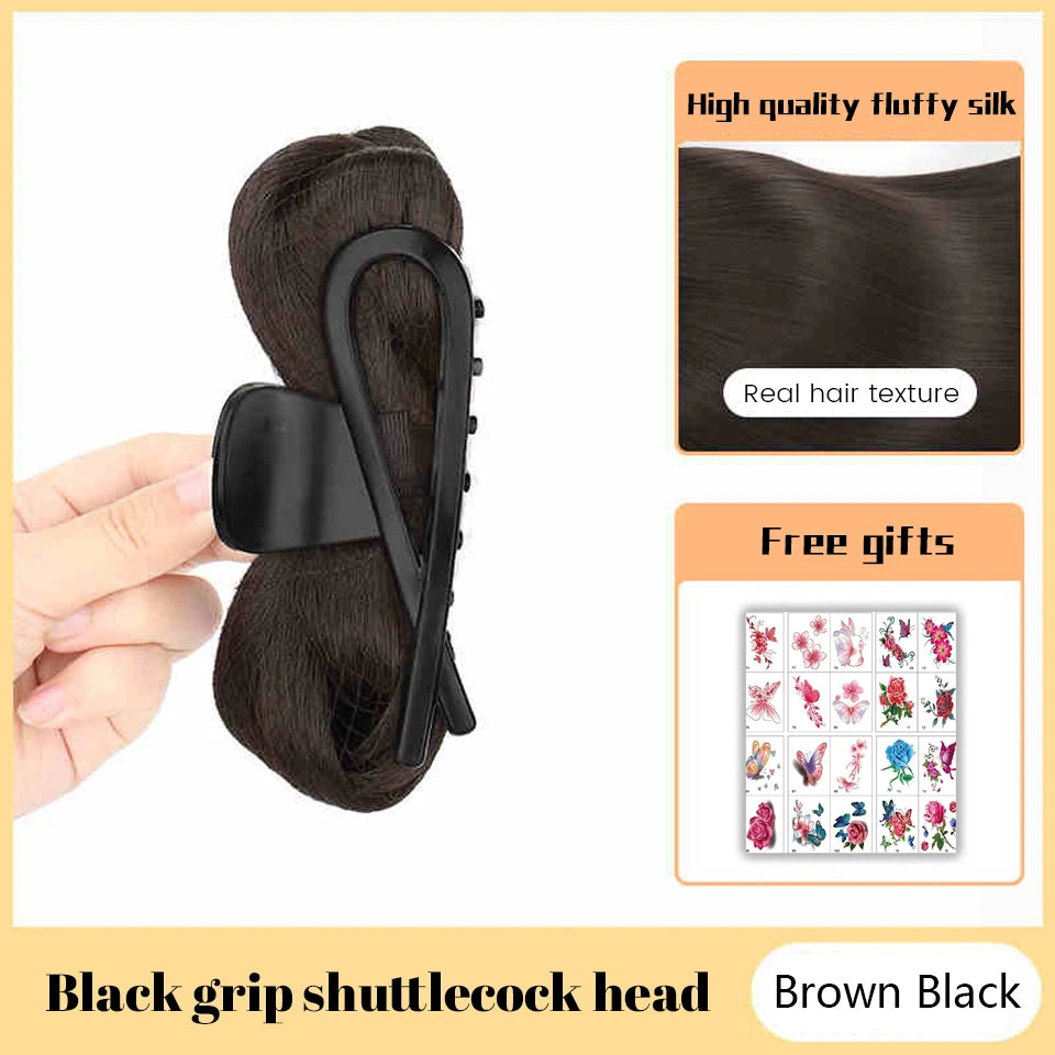 Synthetic Flower Bud Hair Bun Extension with Claw Clip - 8