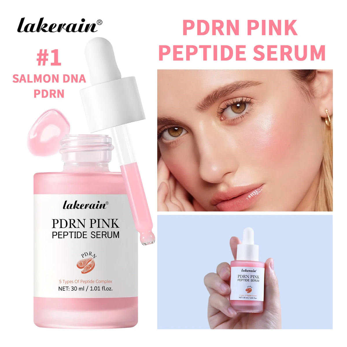 Salmon PDRN Pink Peptide Facial Serum for Radiant Glass-Like Skin