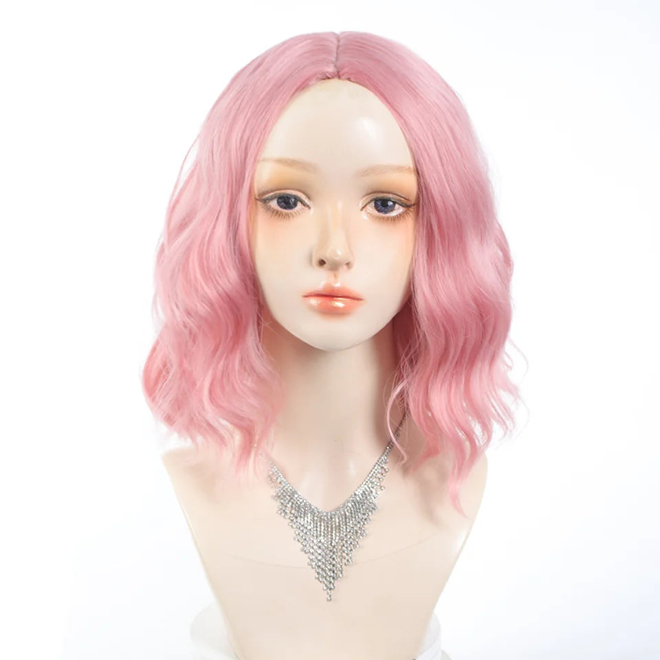 Short Wavy Pink Bob Wig for Cosplay and Daily Wear - 2