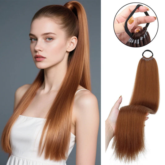 22-Inch Long Straight Synthetic Hair Ponytail Extension