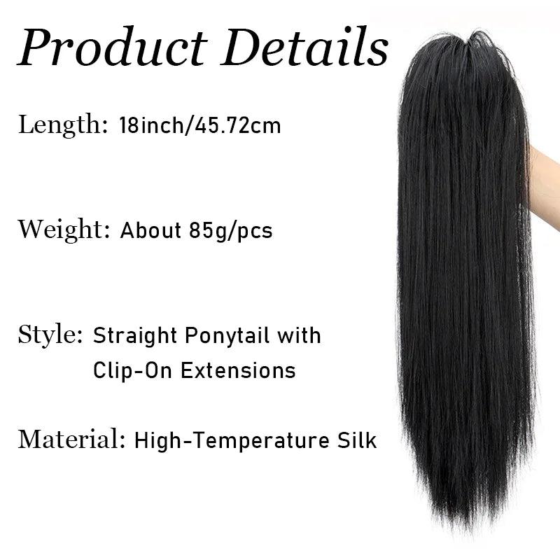Straight Claw Clip Ponytail Hair Extension for Instant Volume - 3