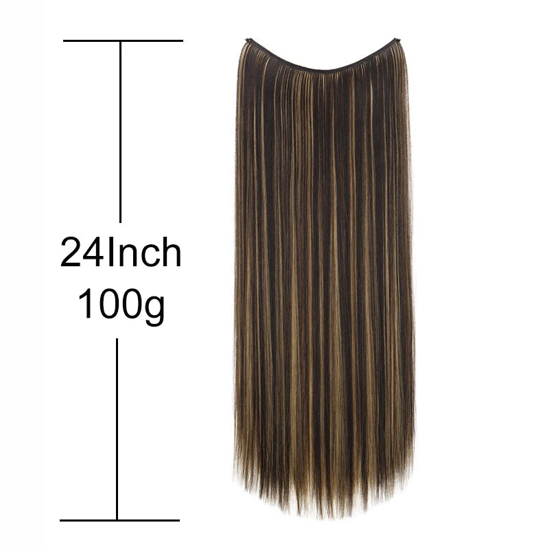24-Inch Invisible Fishing Line Hair Extensions for Instant Length - 4
