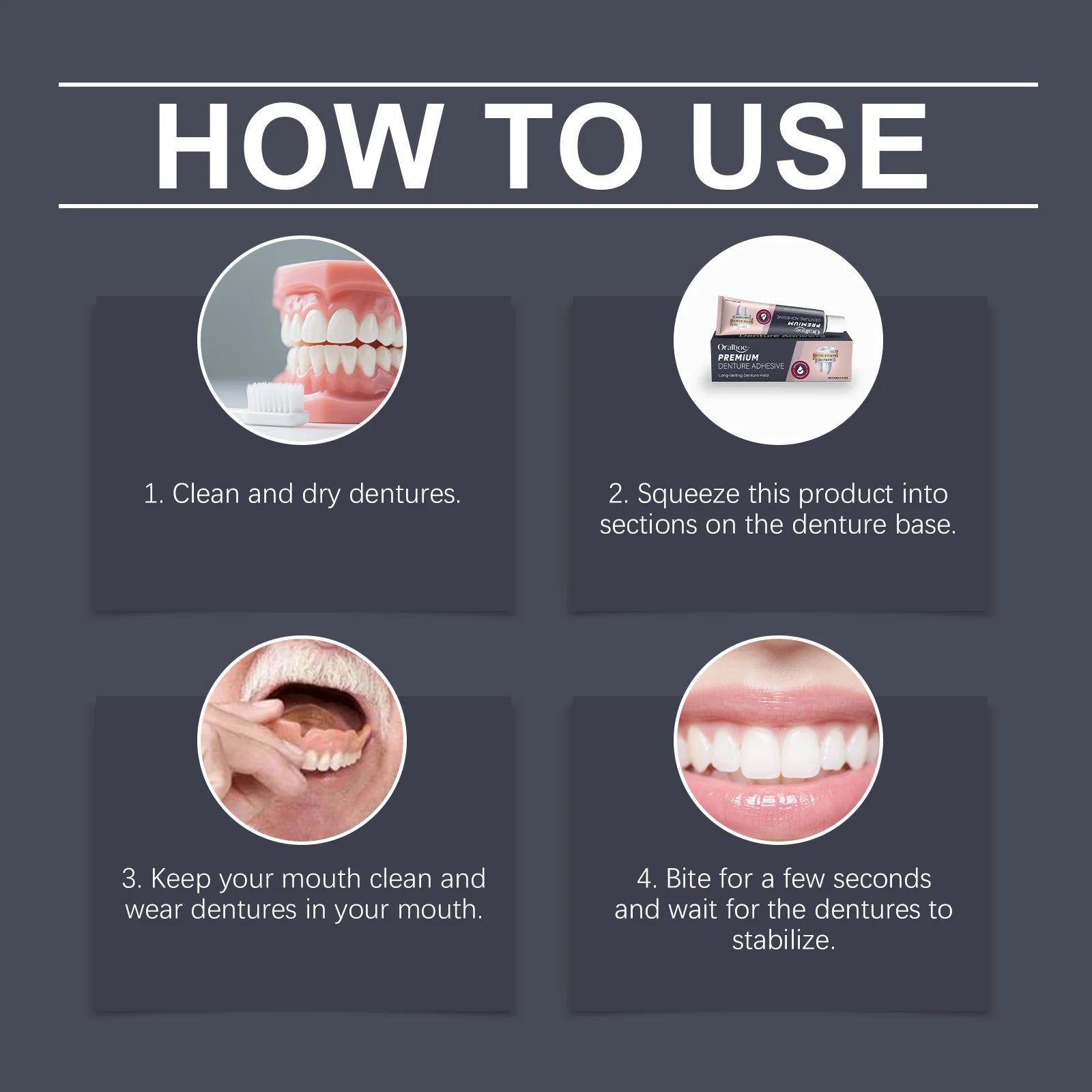 Waterproof Zinc-Free Denture Adhesive for All-Day Strong Grip - 3