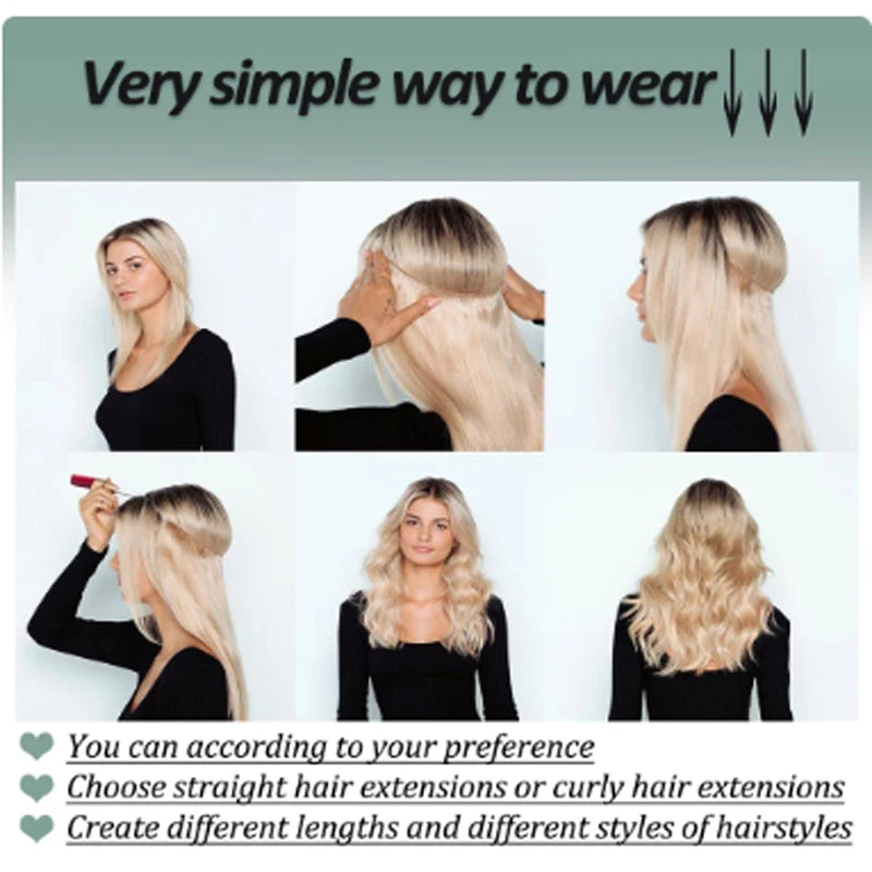 Invisible Halo Wire Hair Extensions for Voluminous Wavy Hair - 6