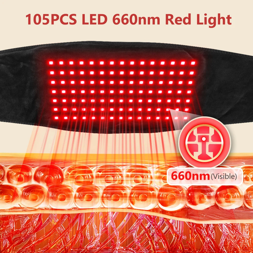 Red Light Therapy Heating Belt for Back Pain and Menstrual Cramp Relief