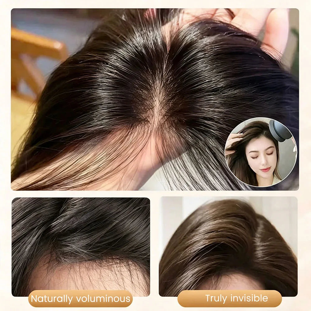 Natural Middle Part Hair Topper with Bangs for Volume