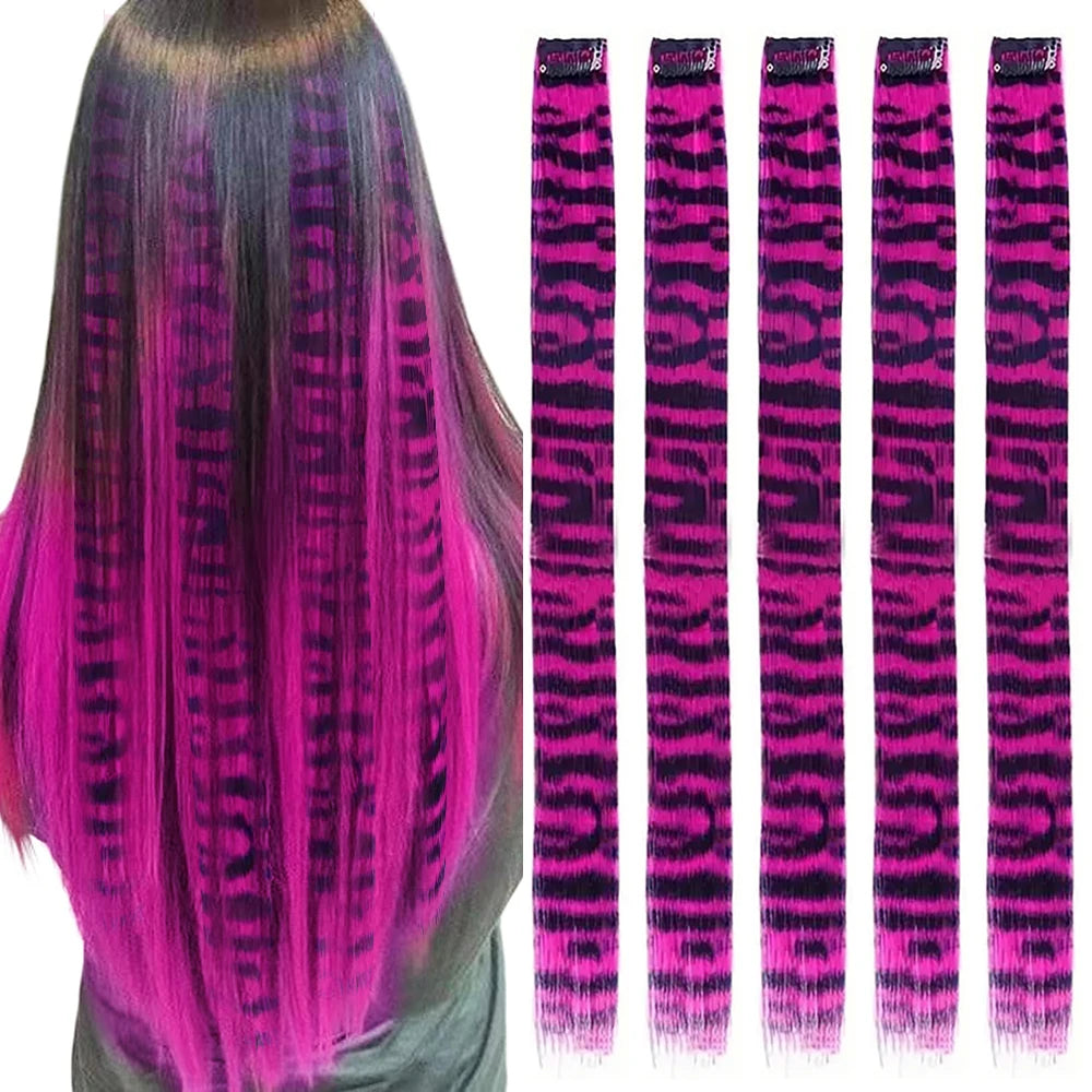 Stripe Printed Clip-in Hair Extensions for Parties