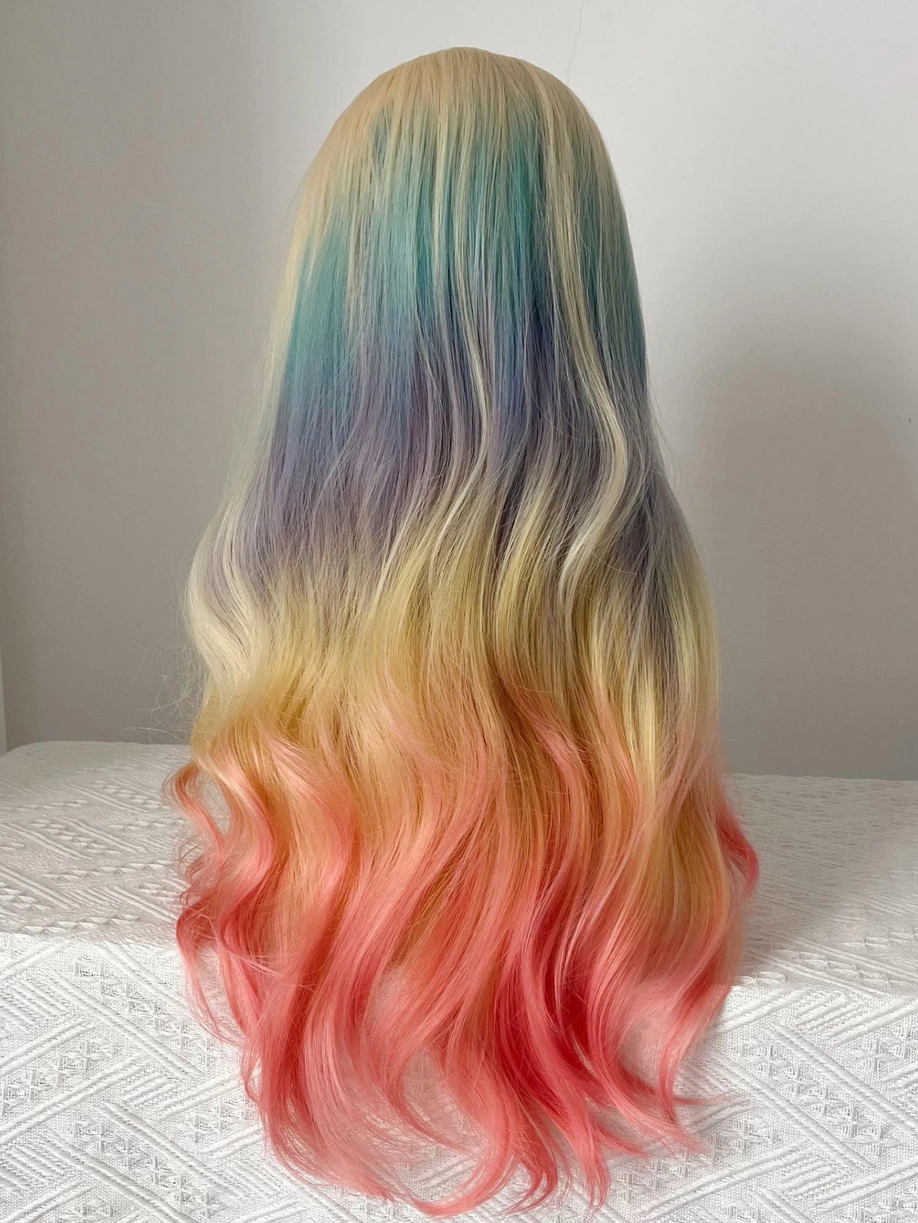 Long Rainbow Ombre Curly Wig for Cosplay and Parties - 9