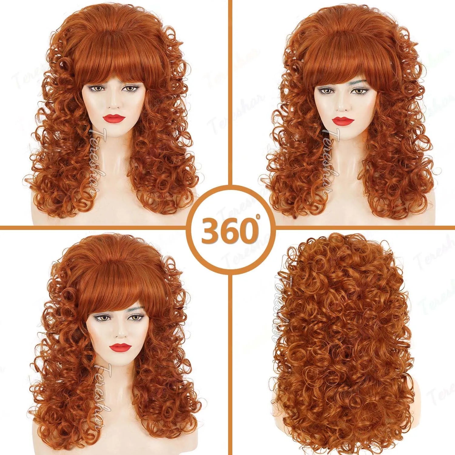 Voluminous Retro Curly Wig for 80s Parties and Vintage Cosplay - 9