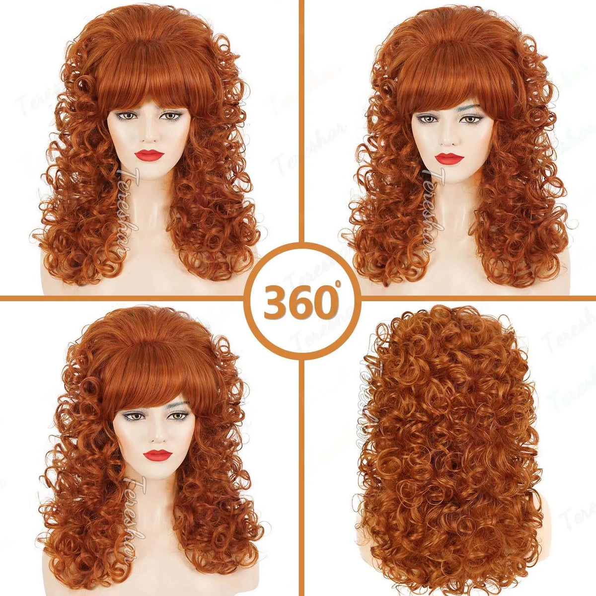 Voluminous Retro Curly Wig for 80s Parties and Vintage Cosplay