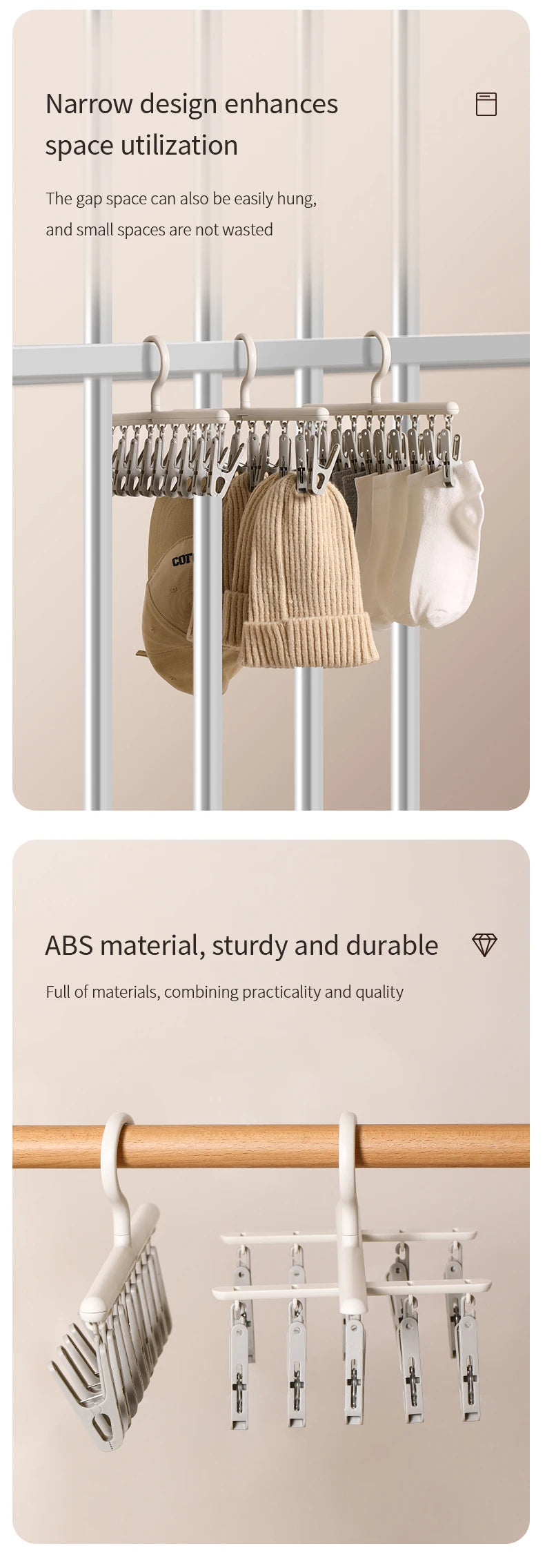 10-Clip Hanging Drying Rack for Socks and Undergarments - 13
