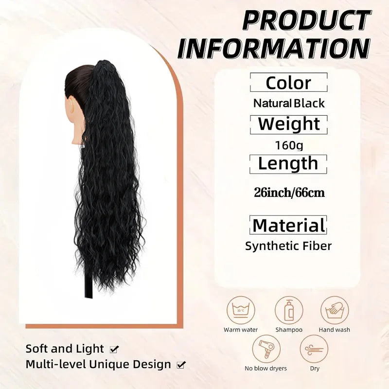 Water Wave Claw Clip Ponytail Extension for Effortless Messy Volume