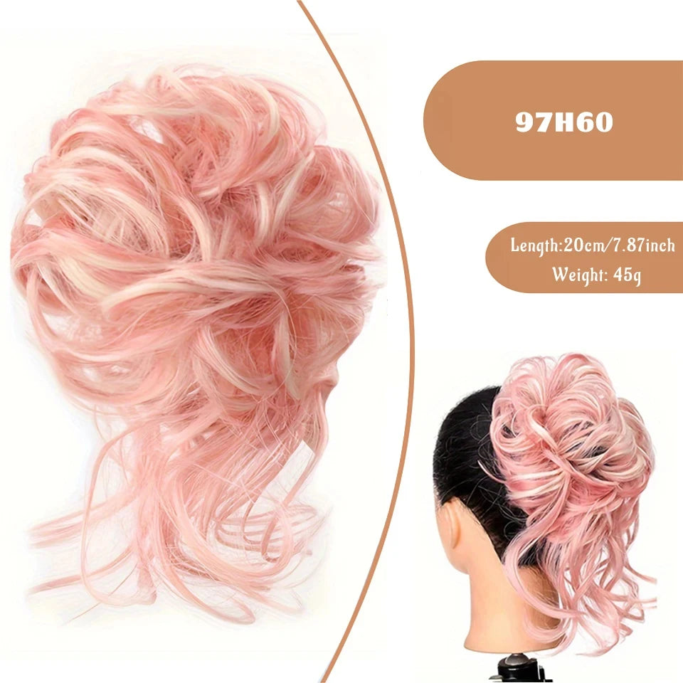 Messy Curly Hair Bun Scrunchie for Easy Updos - 34