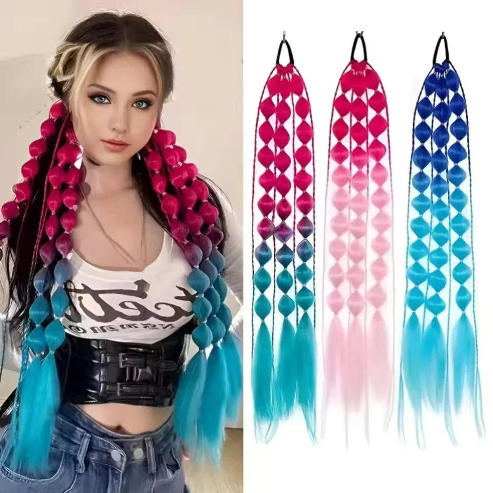 Colorful Bubble Braid Ponytail Extension for Quick Hairstyles - 1