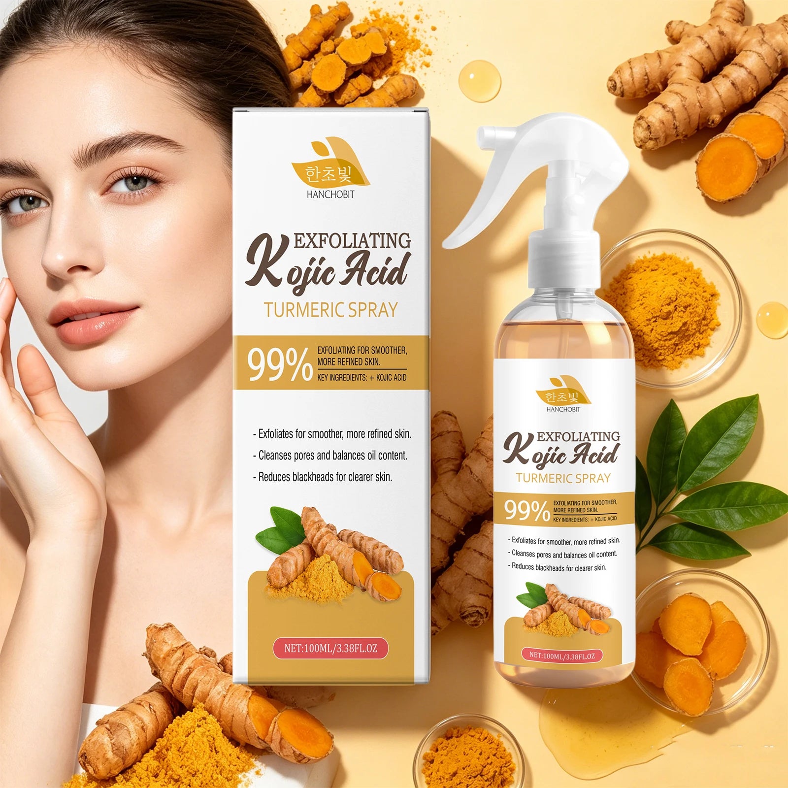 Kojic Acid Turmeric Exfoliating Facial Spray for Radiant Skin - 6