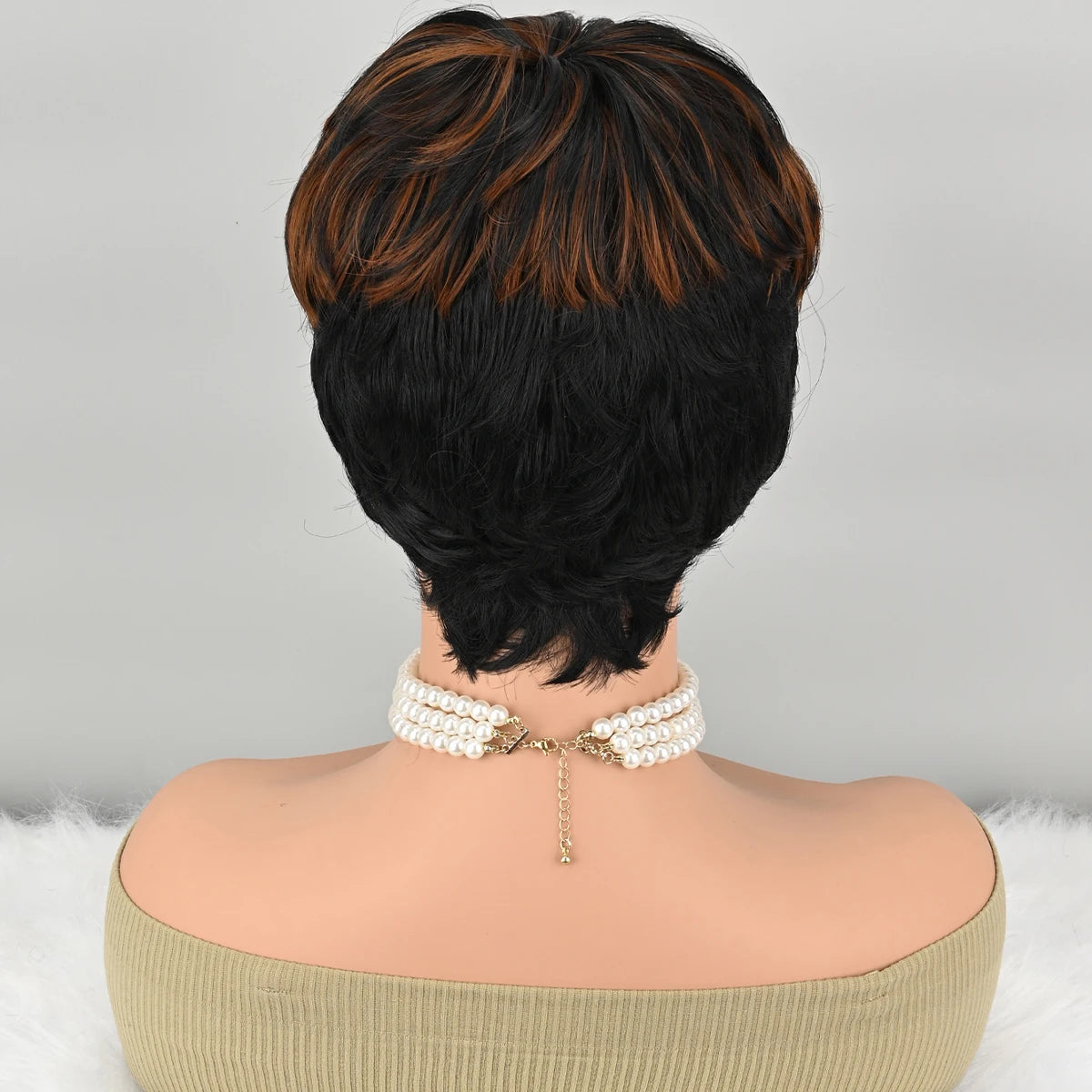 Short Curly Pixie Cut Synthetic Wig with Bangs