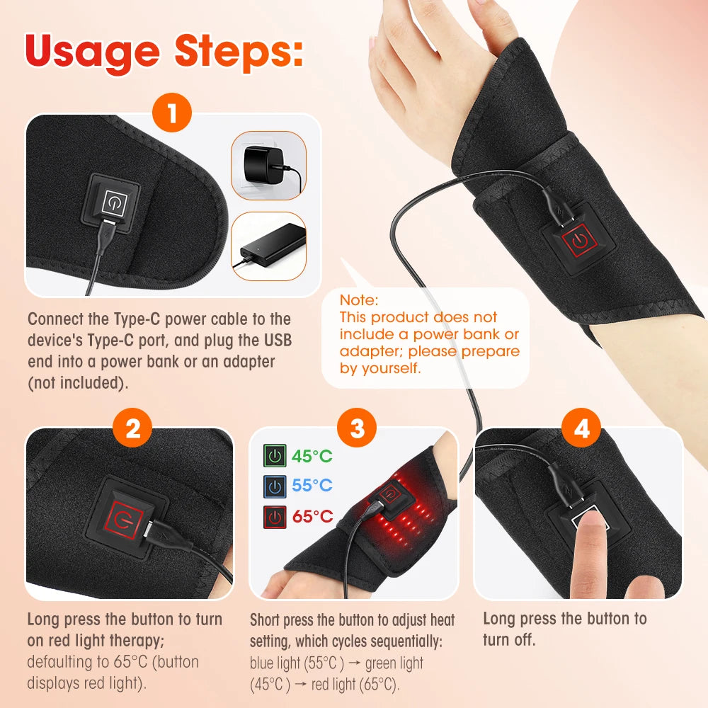 3-in-1 Red Light Therapy Wrap for Foot Ankle and Wrist Pain Relief - 12