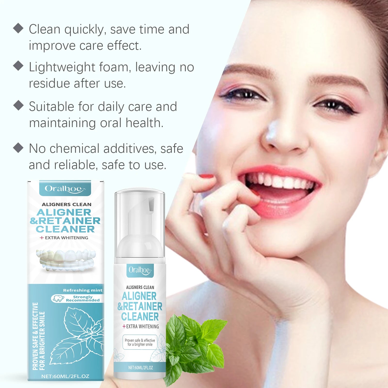Refreshing Aligner and Retainer Cleaning Foam for Daily Oral Hygiene - 11