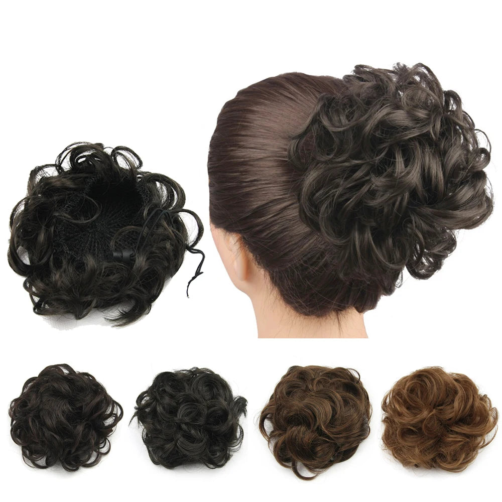 Adjustable Curly Hair Bun Scrunchie Extension for Instant Volume Updo