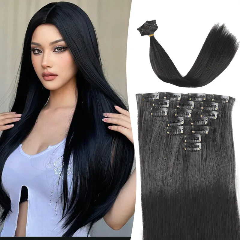 22-Inch Clip-In Long Straight Hair Extensions
