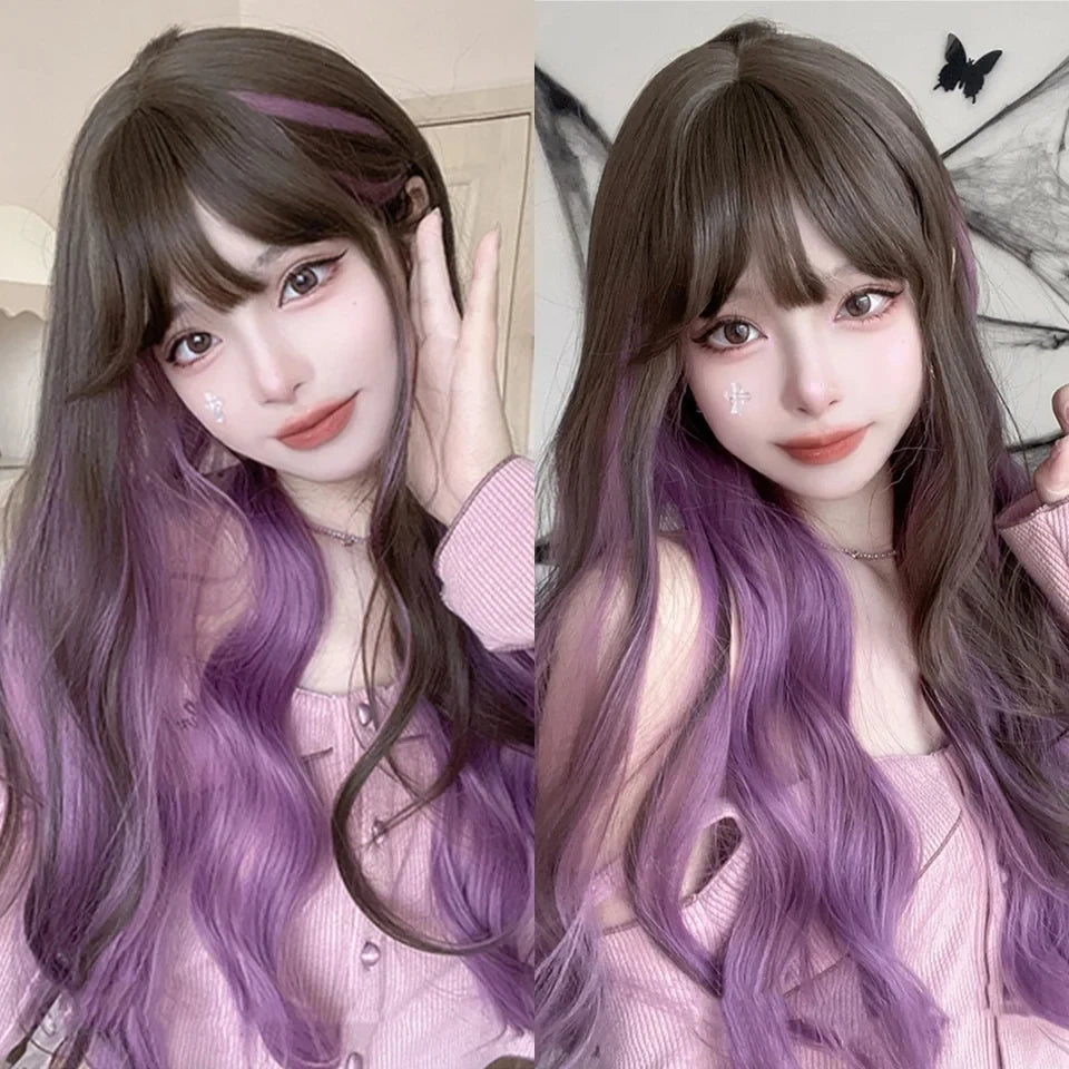 Long Deep Wave Lolita Wig with Bangs - 5