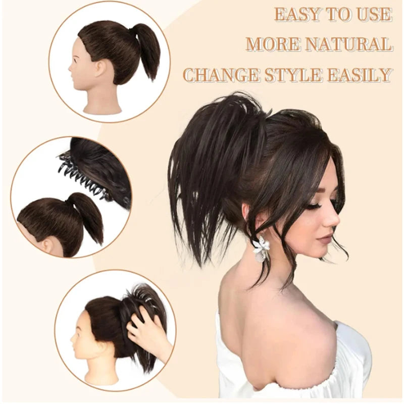 Synthetic Claw Clip Ponytail Extension for Effortless Messy Hair Buns - 6