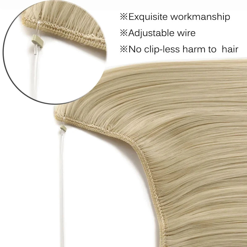 24-Inch Invisible Fishing Line Hair Extensions for Instant Length