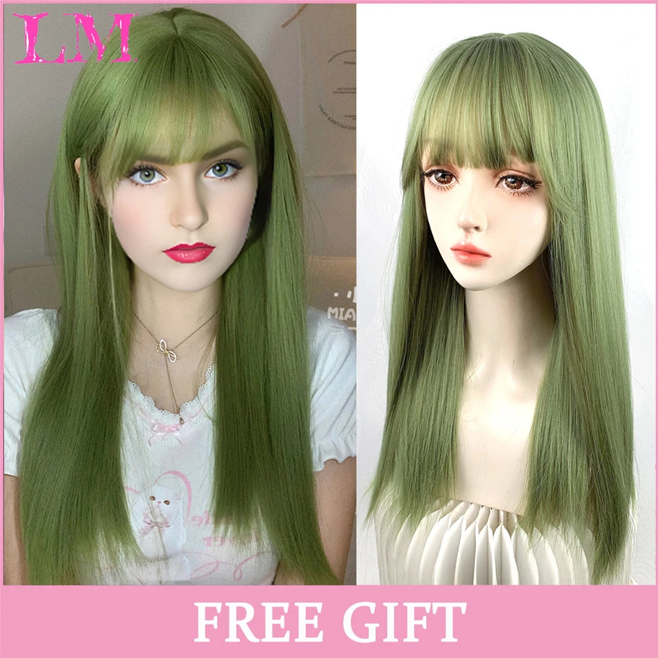 24-Inch Long Pink Cosplay Wig for Costumes