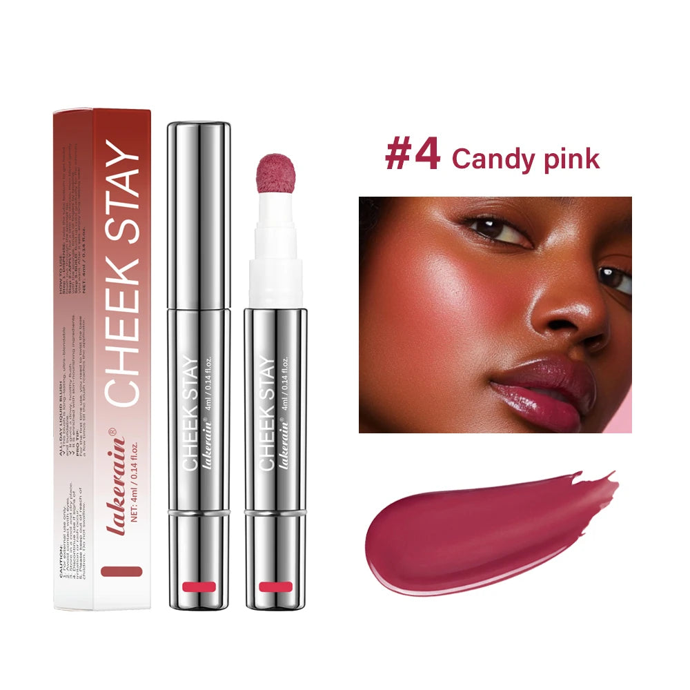 Liquid Blush Stick with Sponge Tip for Natural Matte Cheek Makeup