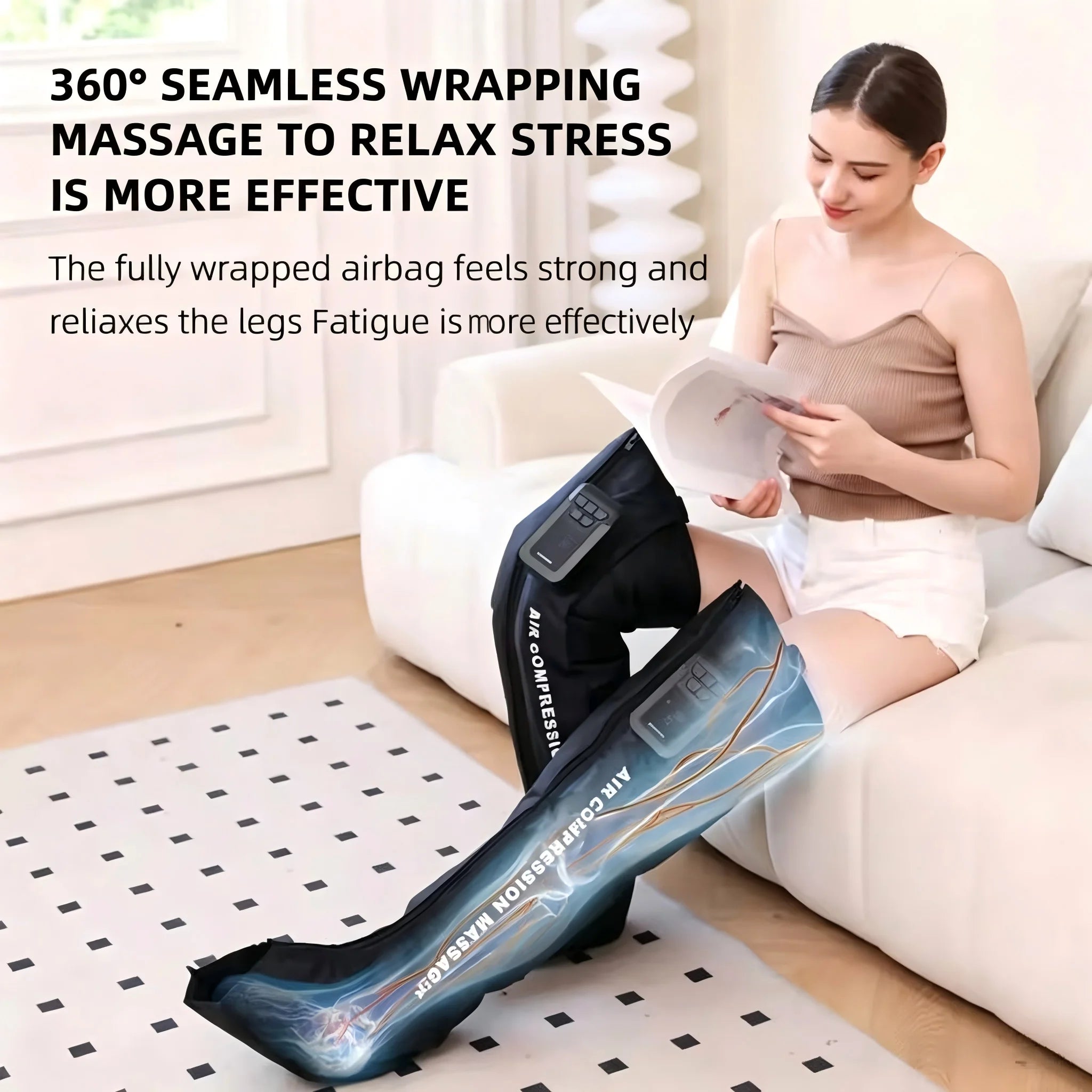 Cordless Sequential Air Compression Leg Massager for Muscle Recovery - 2