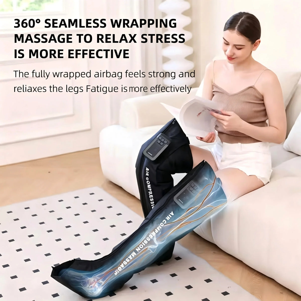 Cordless Sequential Air Compression Leg Massager for Muscle Recovery