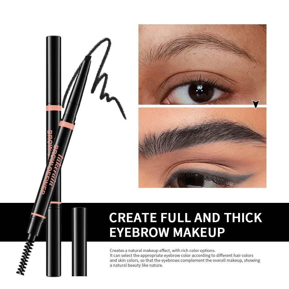Waterproof Triangular Tip Eyebrow Pencil with Built-in Grooming Brush - 2