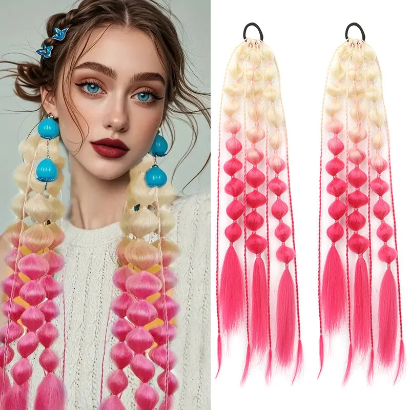 Colorful Bubble Braid Ponytail Extension for Quick Hairstyles - 17