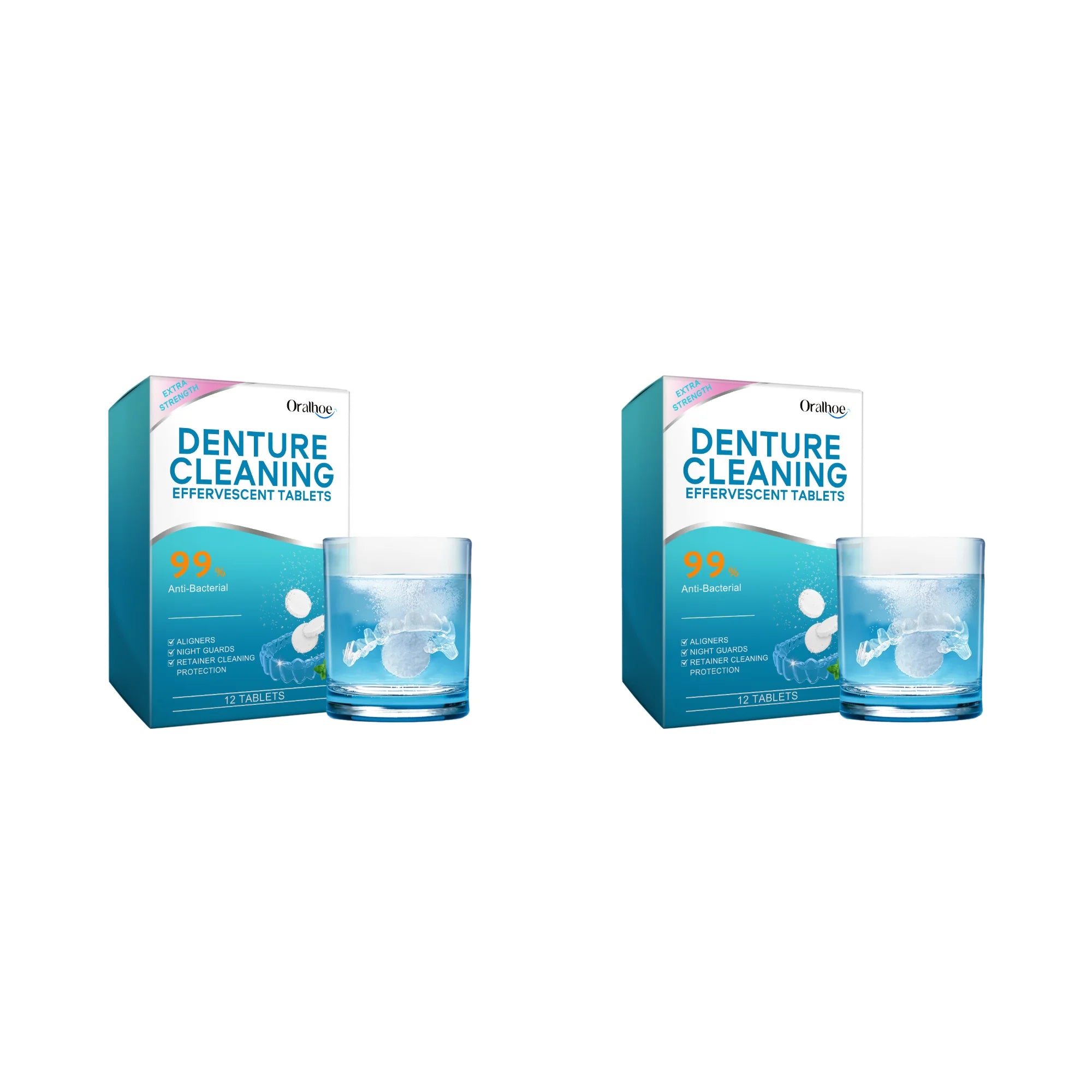 Effervescent Denture Cleaning Tablets for Stain Removal and Fresh Breath - 14