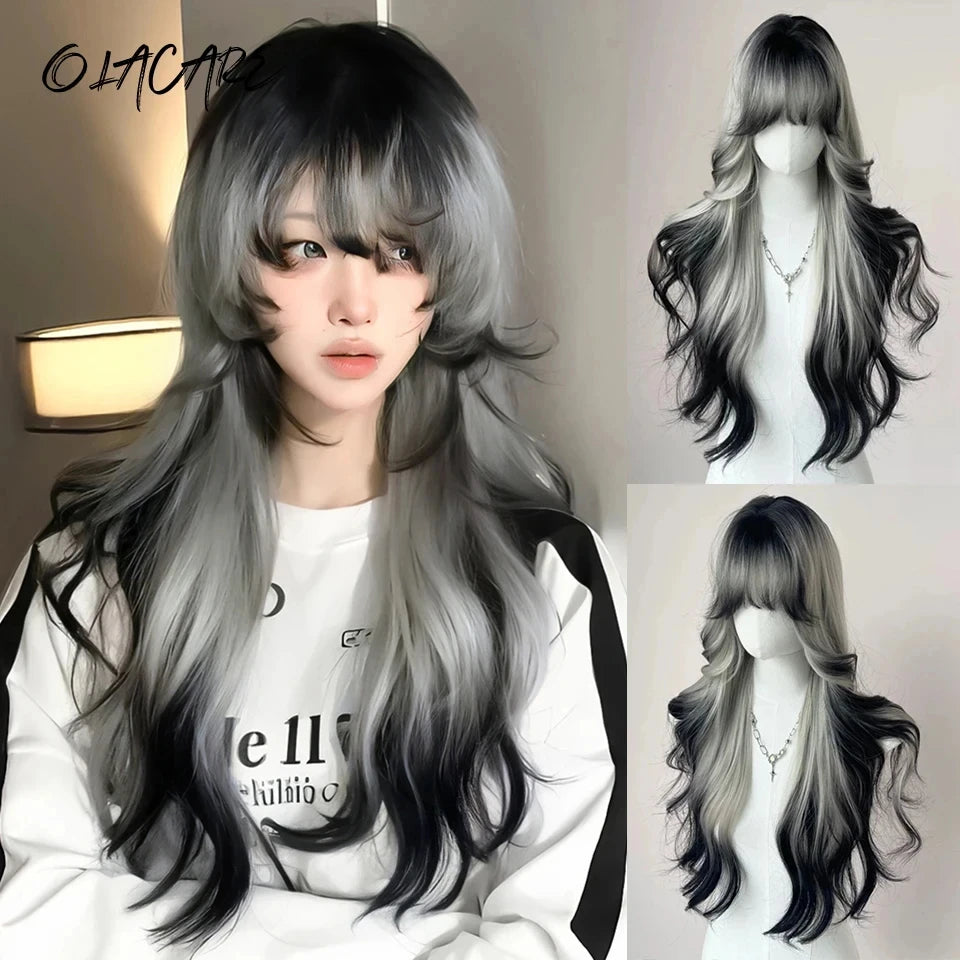 Wavy Brown Cosplay Wig with Curly Pigtails for Costume Parties - 48