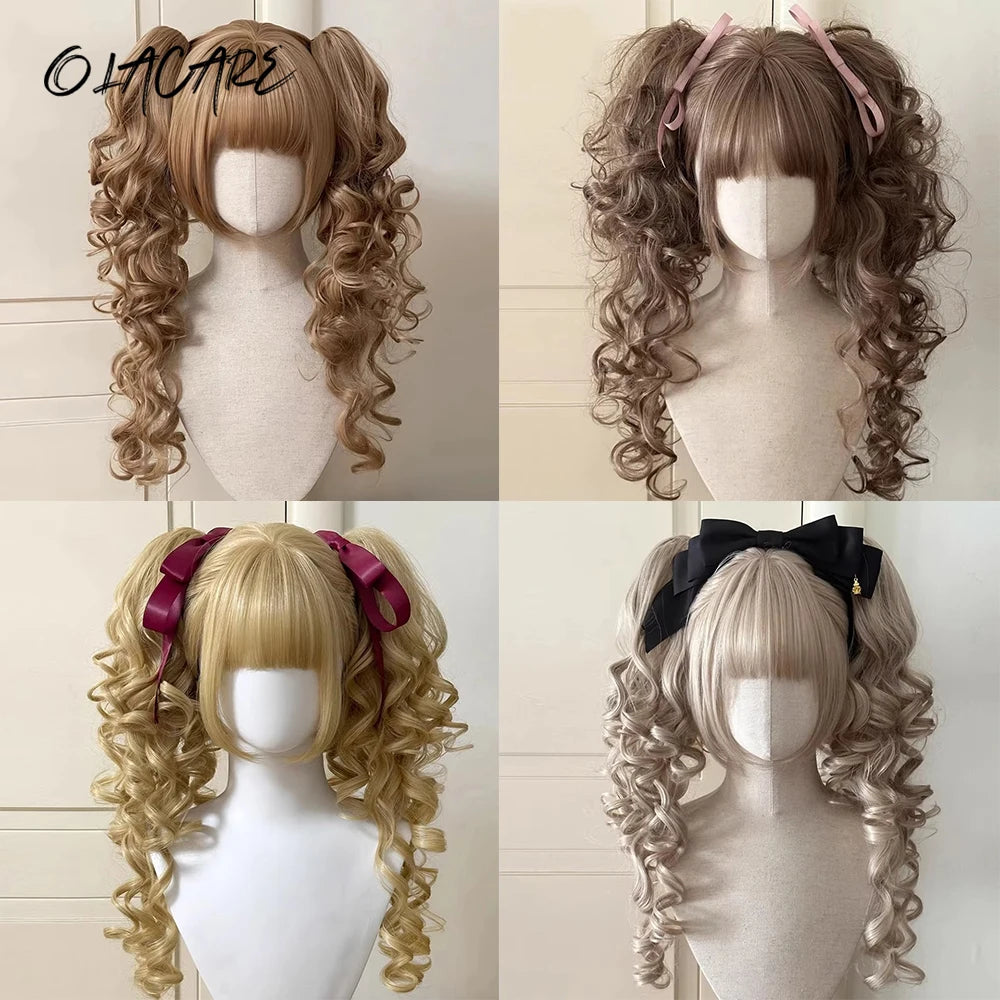 Curly Ponytail Lolita Wig for Cosplay Halloween and Christmas Parties