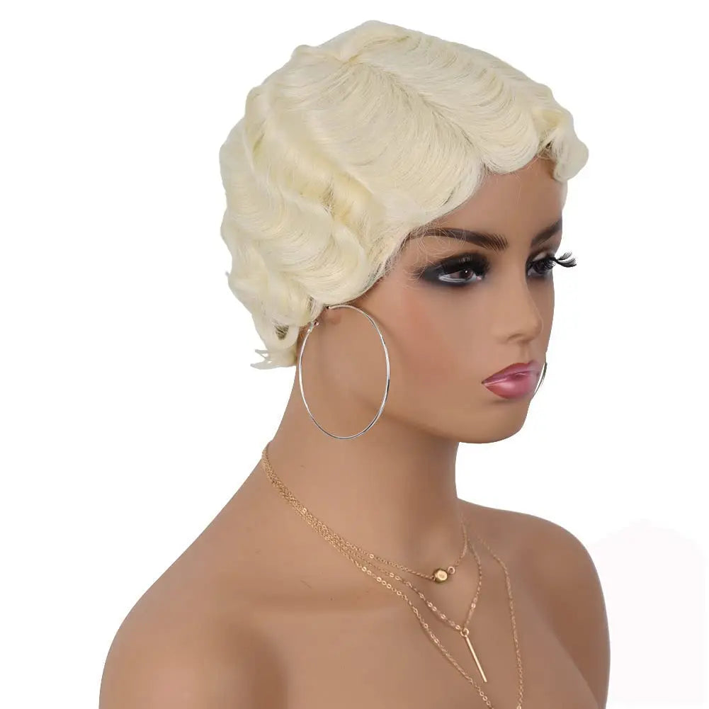 Short Curly Finger Wave Wig for Women 1920s Cosplay and Daily Use - 3