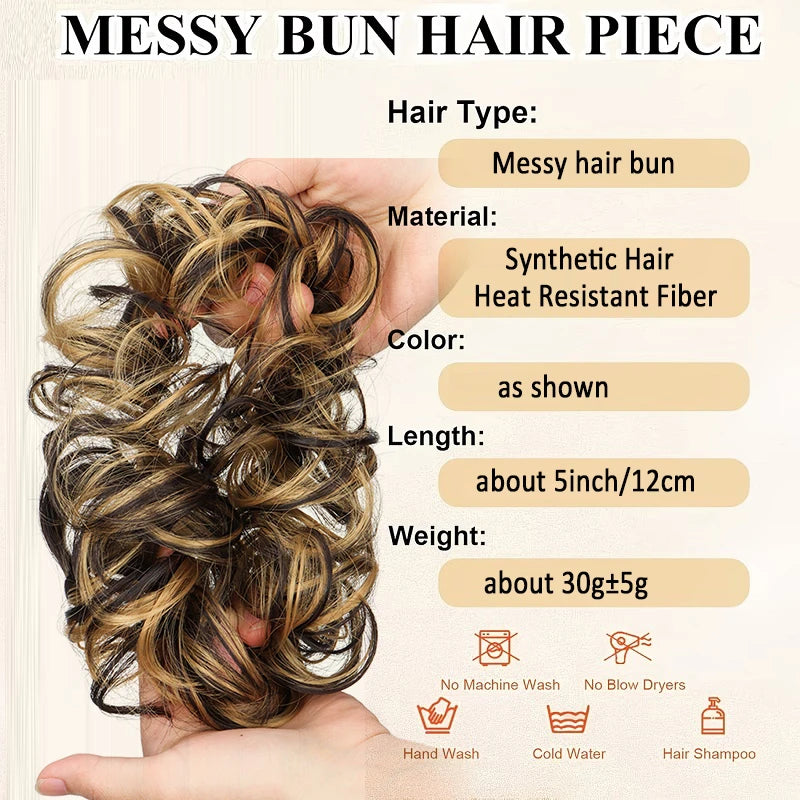 Messy Curly Hair Bun Extension for Instant Voluminous Updo Hairstyles - 2