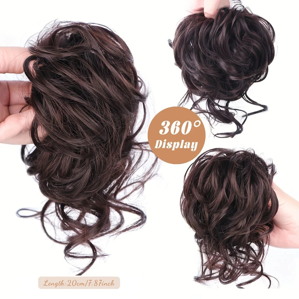 Messy Curly Hair Bun Scrunchie for Instant Volume - 4