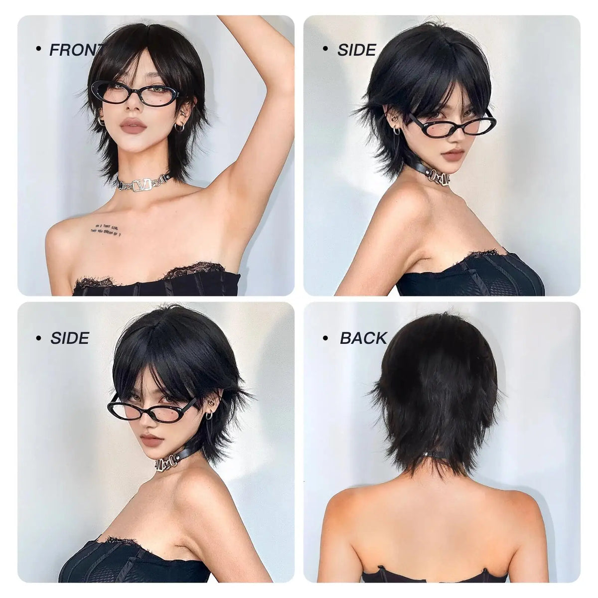 Short Layered Pixie Cut Wig with Bangs