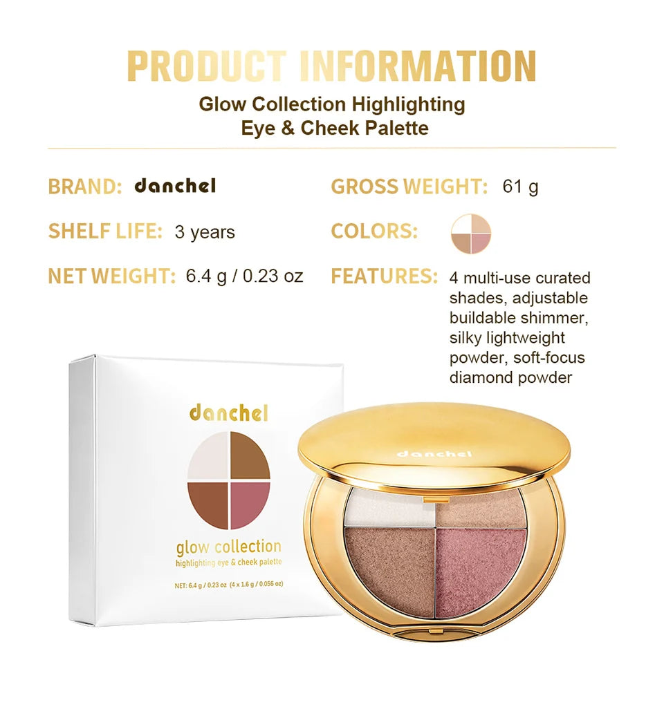 4-in-1 Highlighting and Contouring Face Palette for Eyes and Cheeks