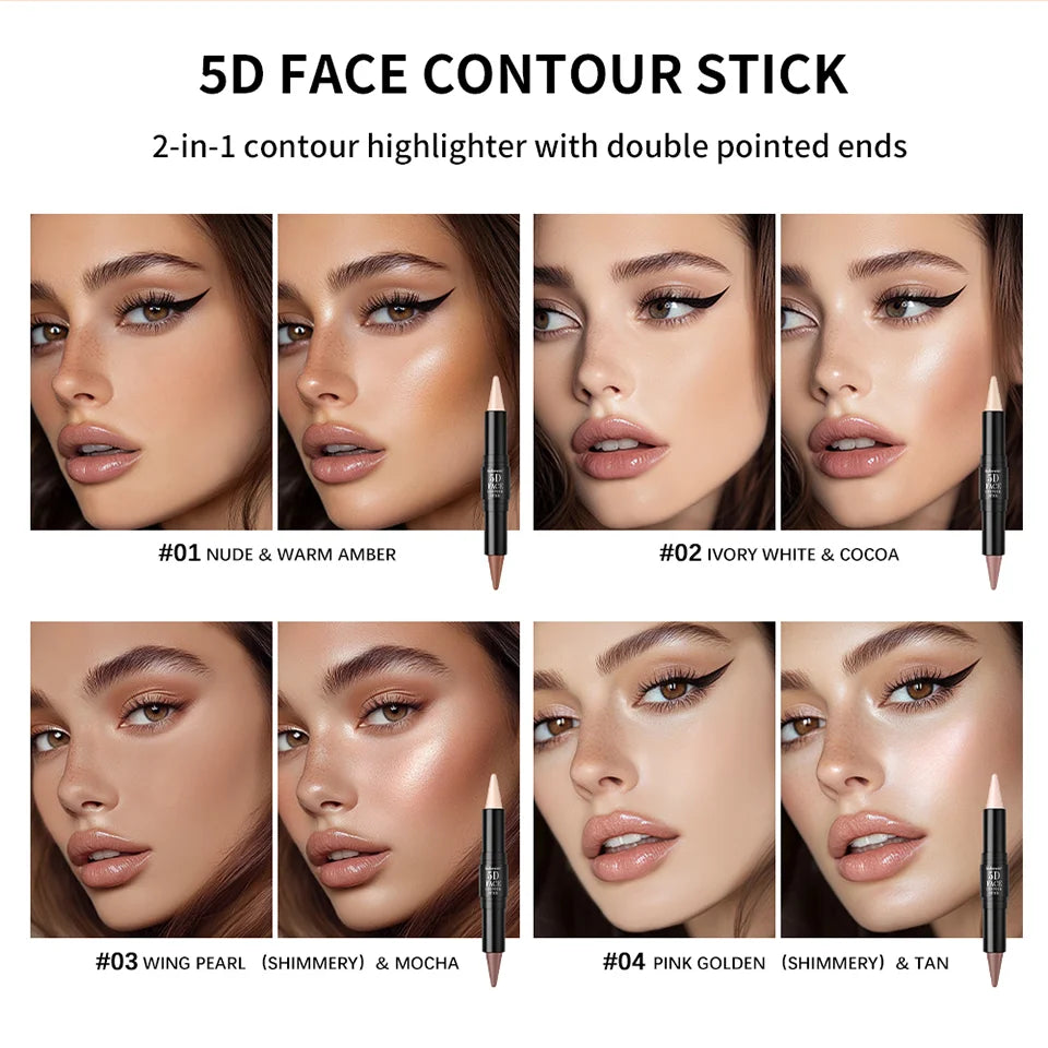 Dual-Ended Cream Contour and Highlighter Stick for Professional Sculpting
