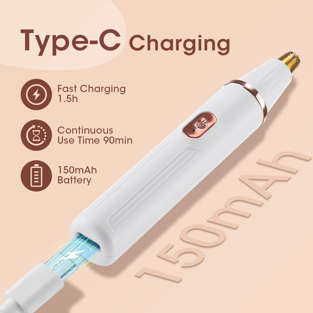 2-in-1 Electric Eyebrow and Nose Hair Trimmer for Painless Grooming