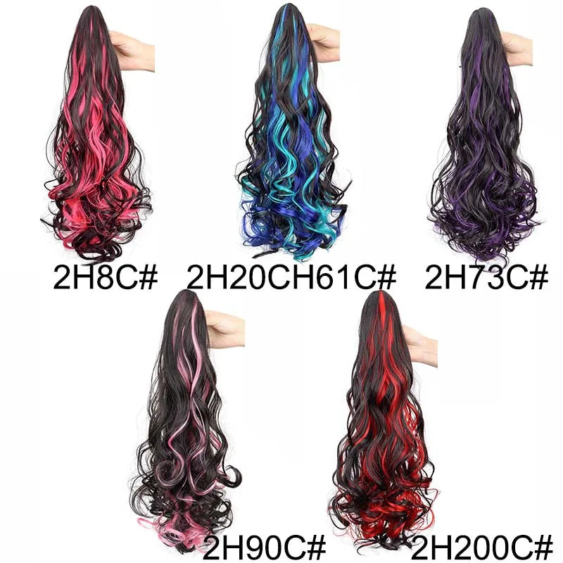 20-Inch Curly Highlighted Ponytail Extension with Claw Clip